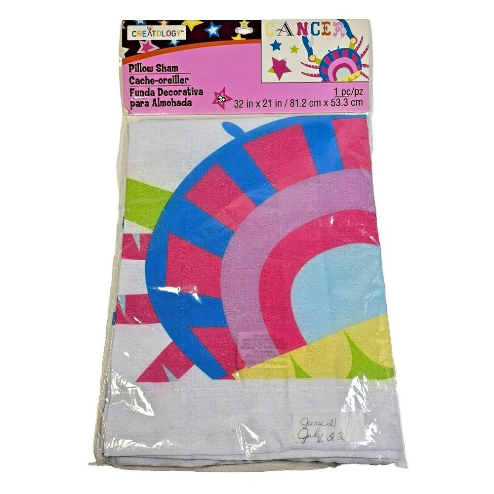 Creatology CANCER Astrology Sign Pillow Sham NEW SEALED 32x21" Pillowcase